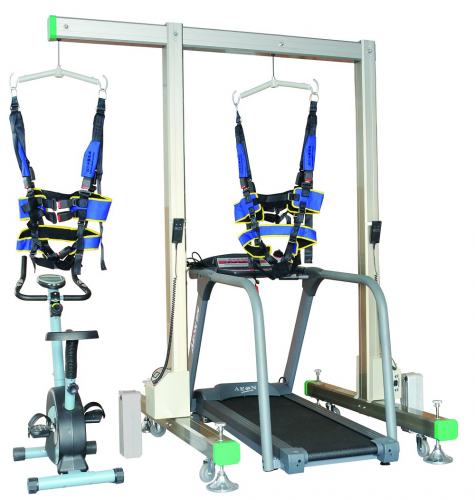 Gantry type electric weight reducing gait training device (equipped with imported electric treadmill power bicycle)